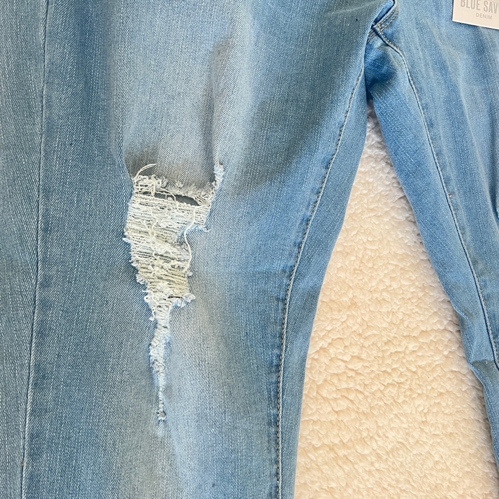Blue Savvy Curvy Distressed Jeans with Rips - Picture 9 of 11
